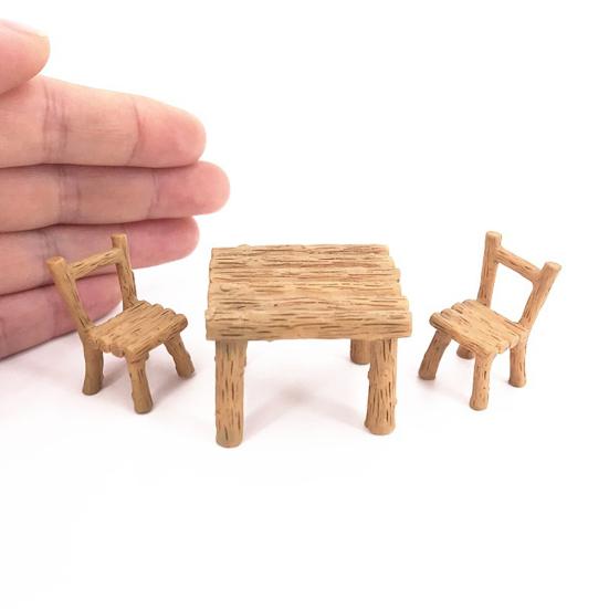 3ks/sada Pryskyřičné stolní židle Miniatury Příslušenství pro panenky Dekor na šířku
