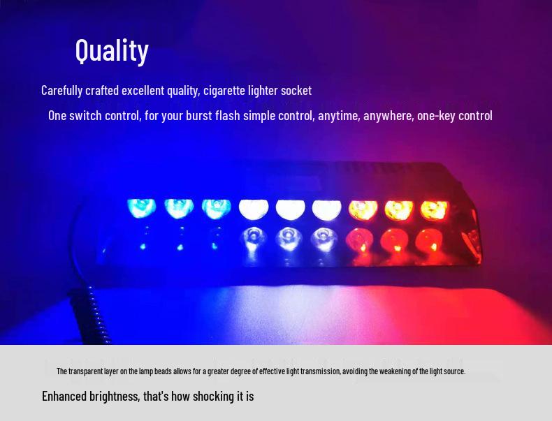 High-Power 12-LED Car Windshield Strobe Warning Light with Suction Cup