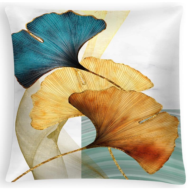 Nordic Ginkgo Leaf Peach Skin Pillow Cover Office Sofa Pillow Cushion Cover