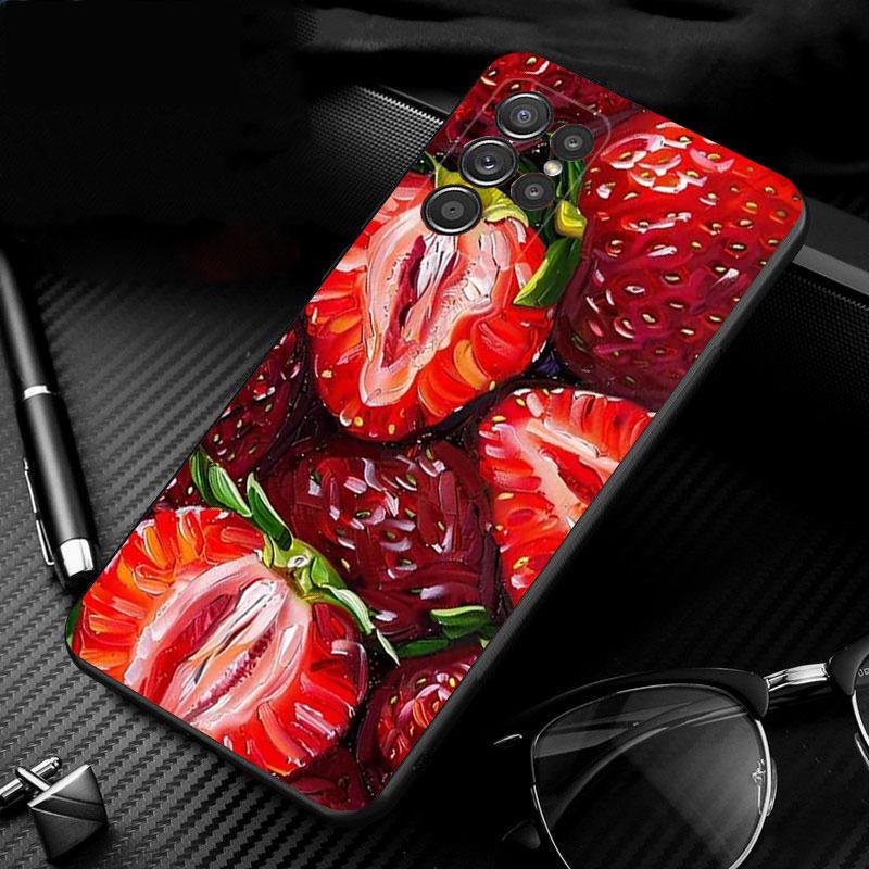 Phone Case For Samsung Galaxy S26 S25 S24 S23 S22 Ultra S23 S22 S25 Plus S24 FE S26Edge Strawberry Cat Cartoon