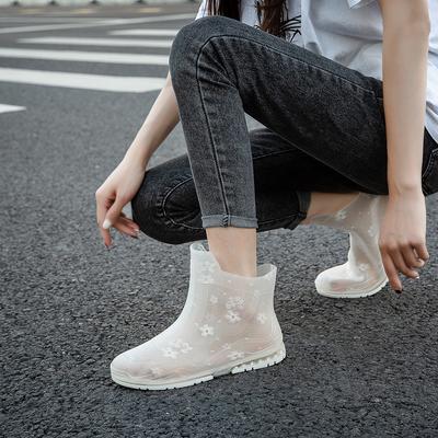 Dames Regenschoenen Antislip Rubberen Schoenen Transparante Korte Laarzen