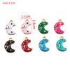 5pcs 2pcs Color Enamel Heart Moon Charm Stainless Steel Crystal Beads Earrings Pendant DIY Jewelry Making Necklace Accessories