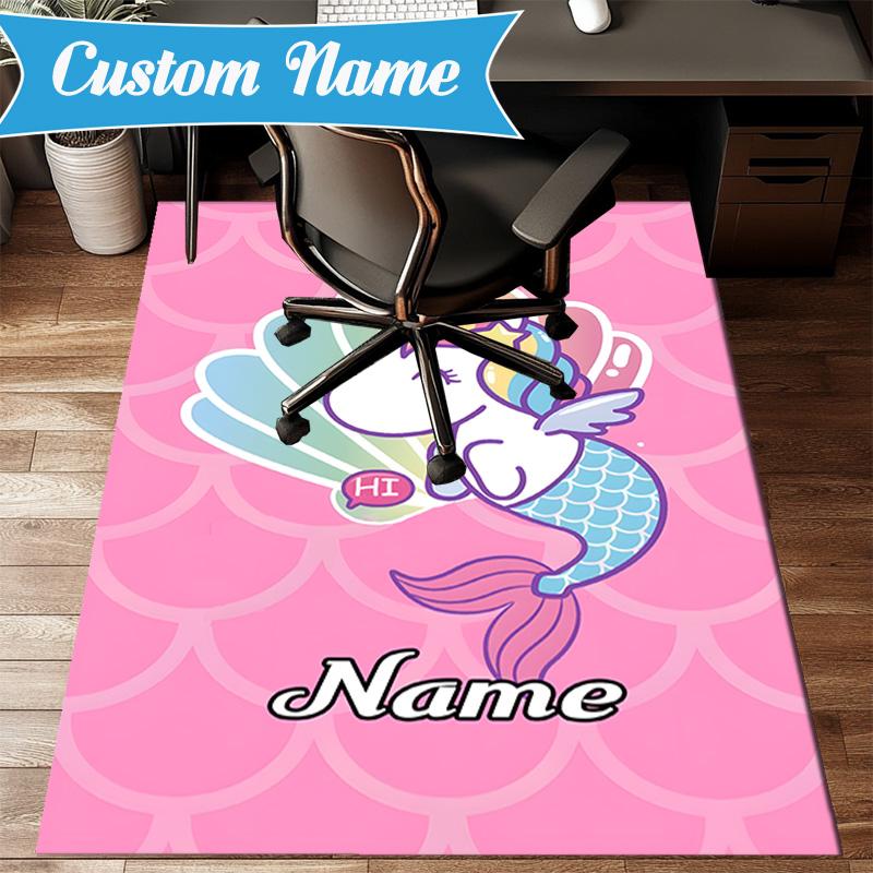Custom Name Unicorn Dreams Art Rug for Living Room, Game Rooms, Office, Bedroom, Floor Mat Playful Design, fan gifts Christmas decor