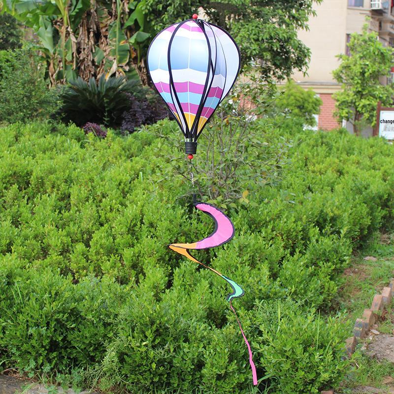 Rainbow Hot Air Balloon Wind Spinner: Rotating Seven-Color Garden Pinwheel with Sequins for Outdoor Decoration