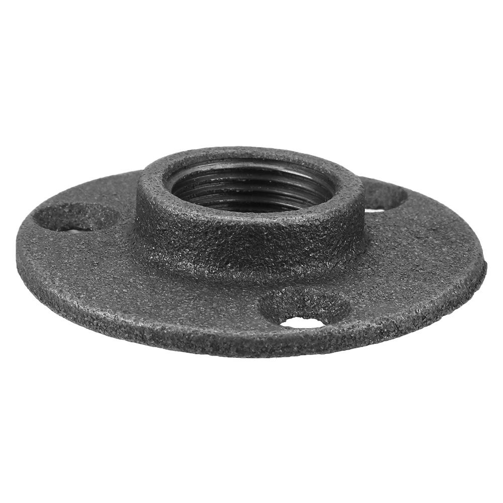 10 Piezas Brida de Piso de Hierro Maleable Negra   Accesorio Roscado Tubería Brida de Pared Antigua(DN15,1Celsius2 )