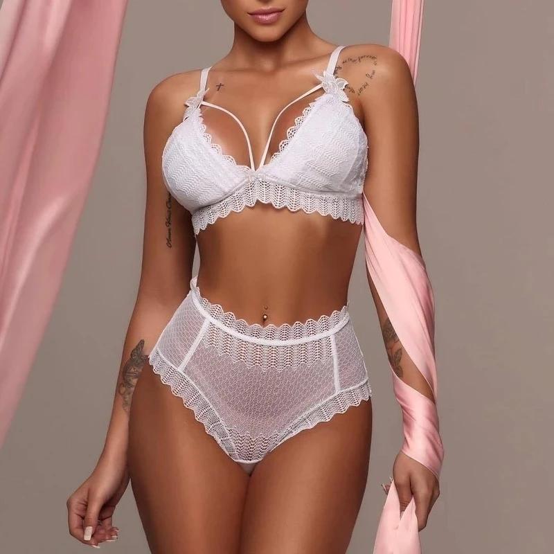 Sexy Lingerie Set Porno Lace See Through Underwear Women Bikini Bra Panties Suit Exotic Apparel Flirt Sex Costume Clothes