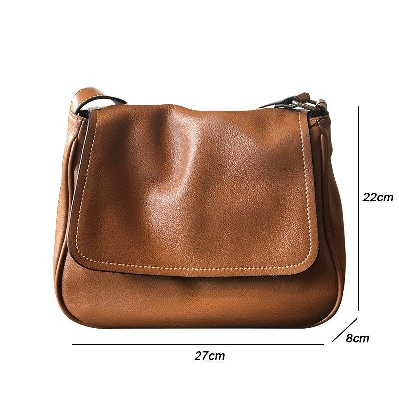 Jednoduchá dámská kabelka z pravé kůže Volný čas Univerzální přírodní pravá hovězí kůže Jednobarevné kabelky přes rameno a crossbody