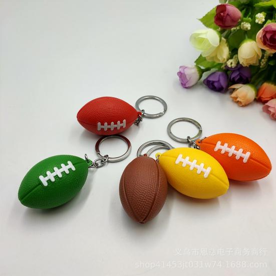 Mini Keychain Pendant Simulation Realistic Rugby Decor Decorative Anti-fall Ornamental Rugby Key Ring Pendant Outdoor Supply