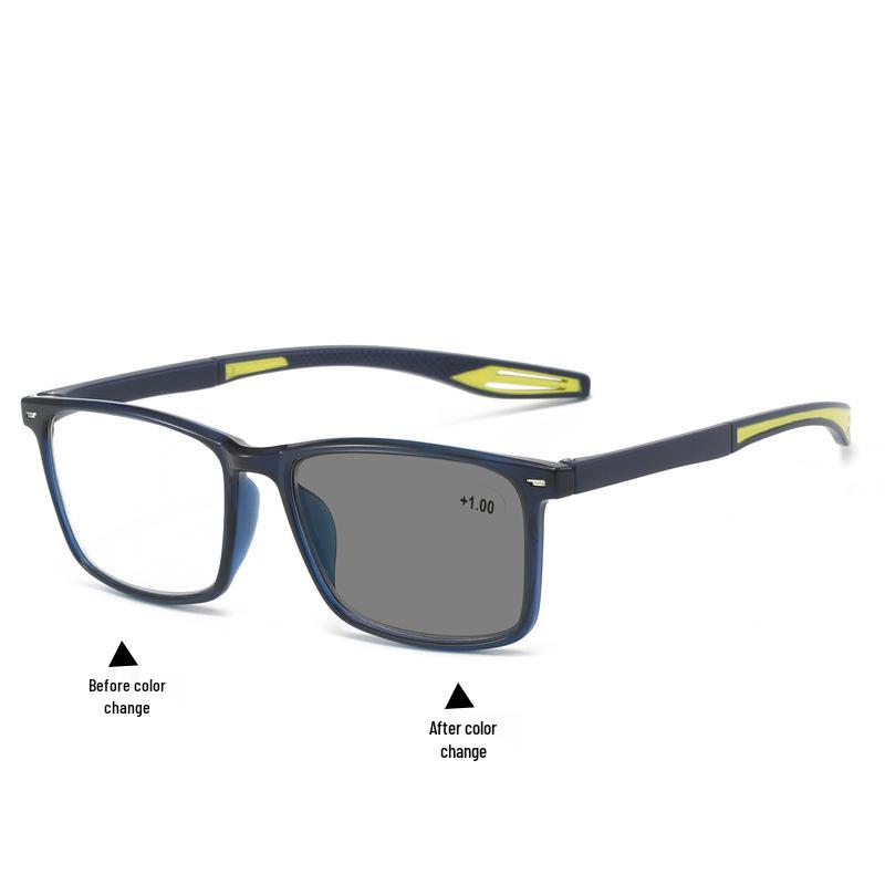 Progressive Multifocal Anti-Blue Light Photochromic Glasses for Near and Distance Reading, Suitable for Middle-Aged and Elderly.