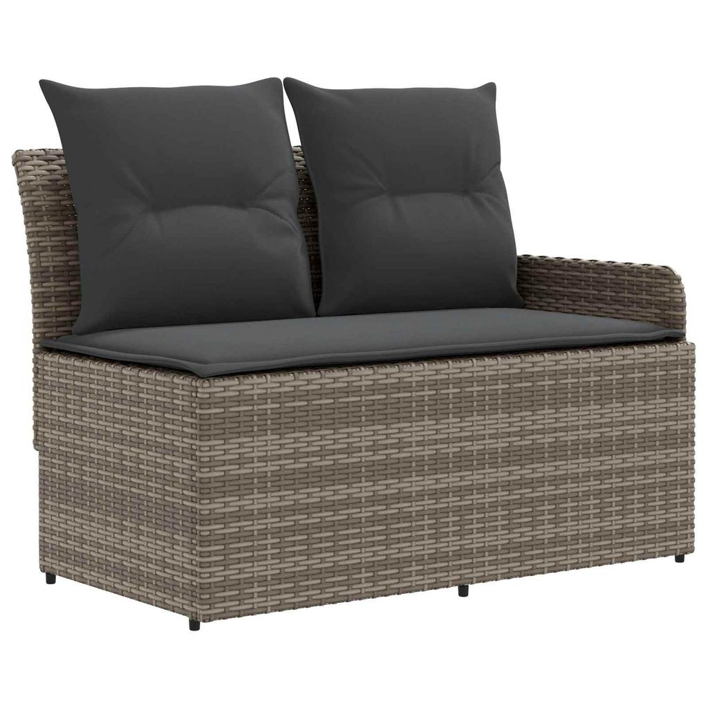 4 Piece Grey and Dark Grey PE Rattan Furniture Set with Cushions