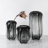 Gray Glass Vase Thick Glass Transparent Hydroponics Terrarium Flower Arrangement Accessories Flower Vases Home Decoration