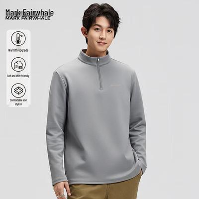 Men's American Retro Half-Zip Stand-Collar Fleece T-Shirt