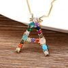 Nidin High Quality Wholesale 26 Letters Multi-color Zircon Necklace Copper Pendant Women Girl Fine Party Jewelry Family Gifts