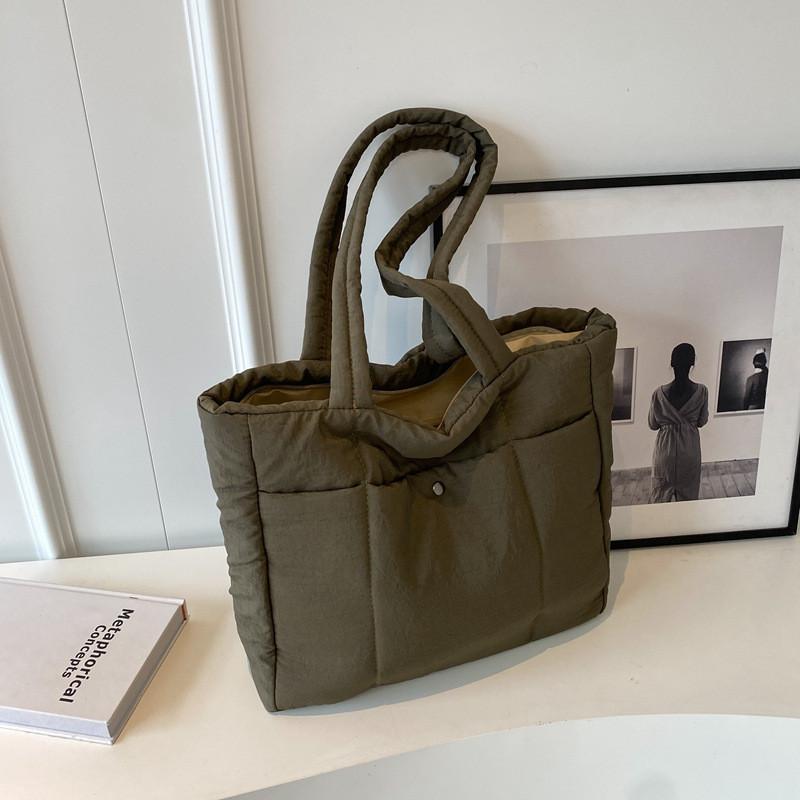 2024 New Korean Ins Nylon Down Bag Women Large Capacity Urban Simple Canvas Tote Bag