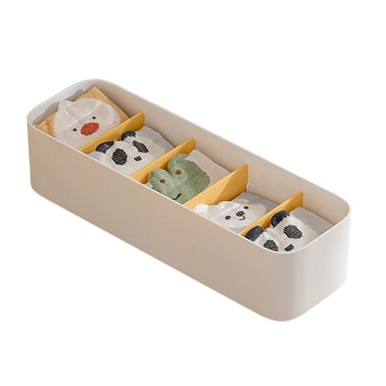 Drawer Storage Box, with Removable Partition Panel Container, Stackable Space Saving Storage Bin for Household
