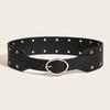 Inspired Faux Punk Leather Belt With Hollow Rivet Decoration For Streetwear