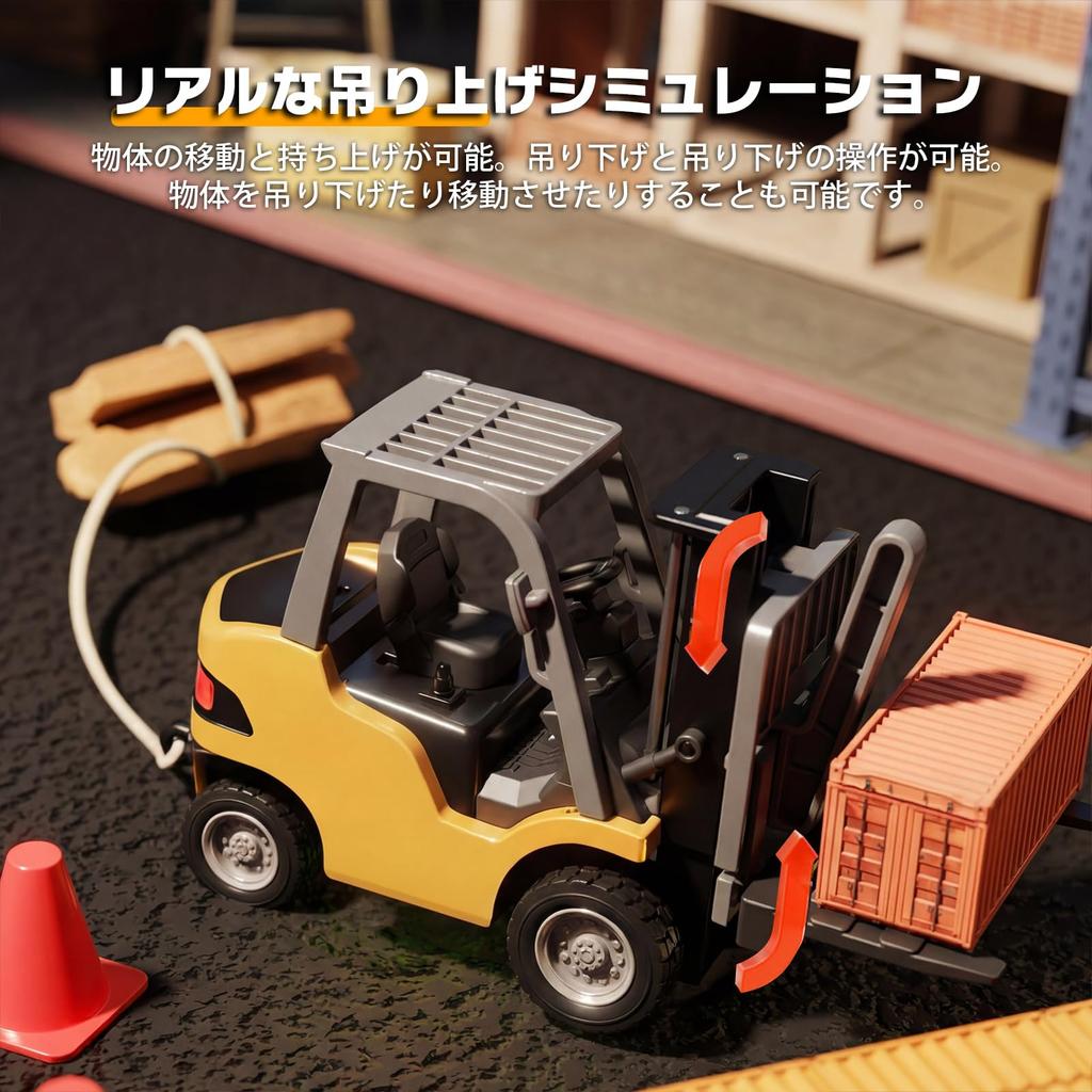 164 Scale Mini RC Forklift, 2.4G Rechargeable, 10KMh, Fully Proportional Mini RC Transport Vehicle (4127cm), Desktop Construction Vehicle Model with