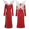 Women's Red High Slit Long Dress for Halloween Costume Roleplay
