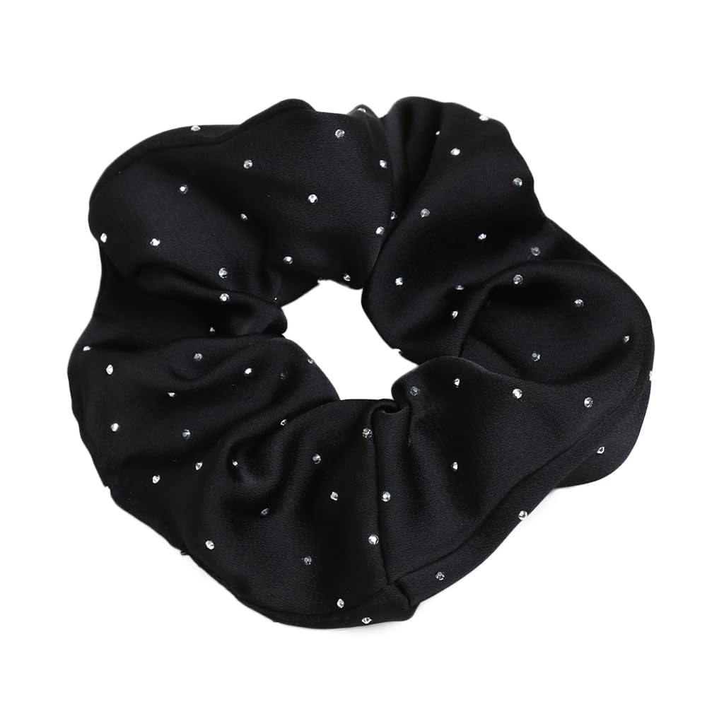 LUPIS Hair Accessories Tie Chouchou Satin Sparkling Dot Pattern Simple Elegant Pony Bun / Black