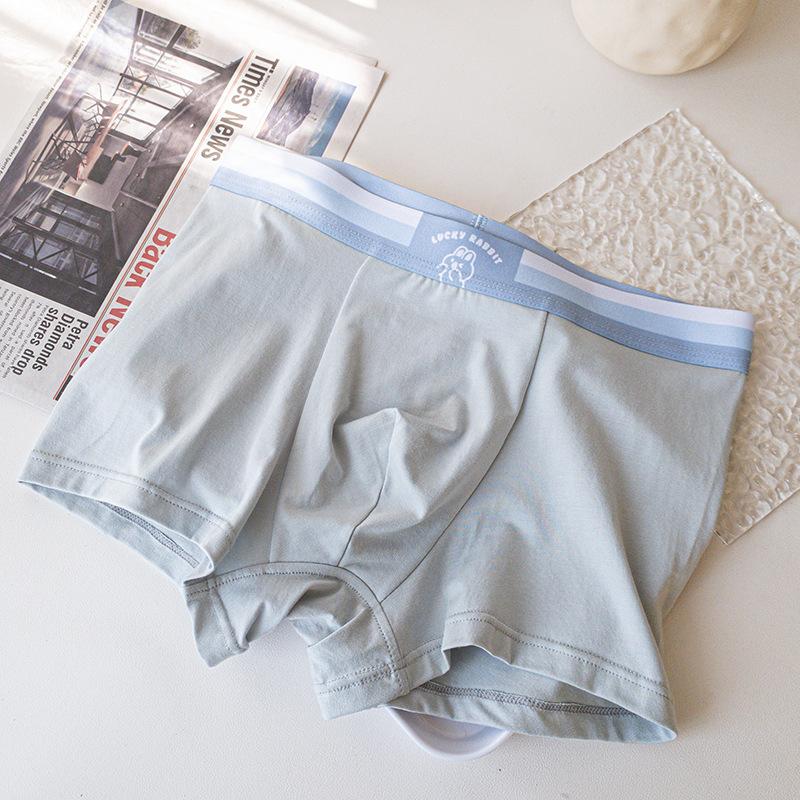 Men's Spring and Summer New Print Cartoon Rabbit Cotton Breathable Mid Waist Flat Angle Briefs