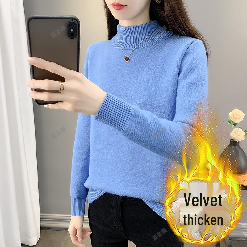 2025 Autumn/Winter Women's Plus Size Knit Fleece Sweater - Slimming, Cozy Inner Layer, Warm and Stylish.