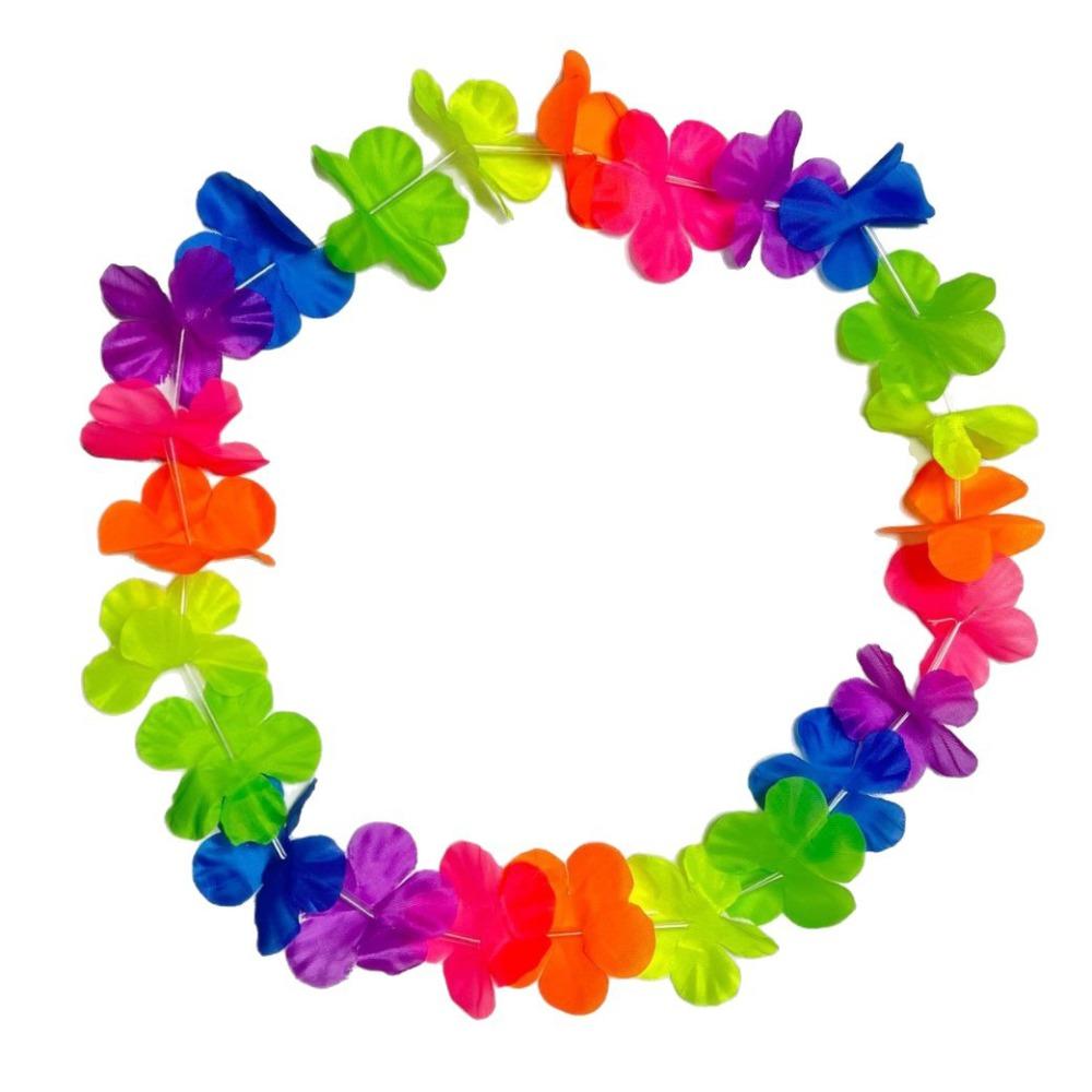 10Pcs Colorful Fluorescent Hawaiian Leis Vibrant Faux Flower Garland Necklace  Summer Pool Party