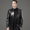 Genuine Leather Jacket Men's Sheepskin Autumn and Winter Stand-up Collar Daddy Leather Jacket Middle-aged Plus Velvet Warm Jacket