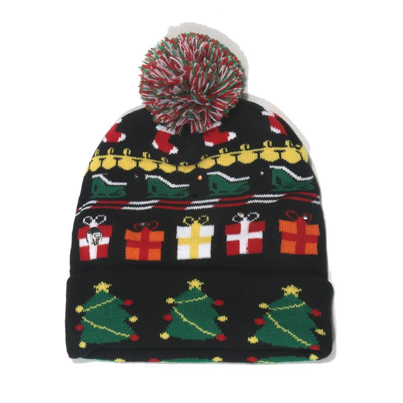 2025 autumn and winter new knitted hat Christmas holiday party LED light Christmas hat