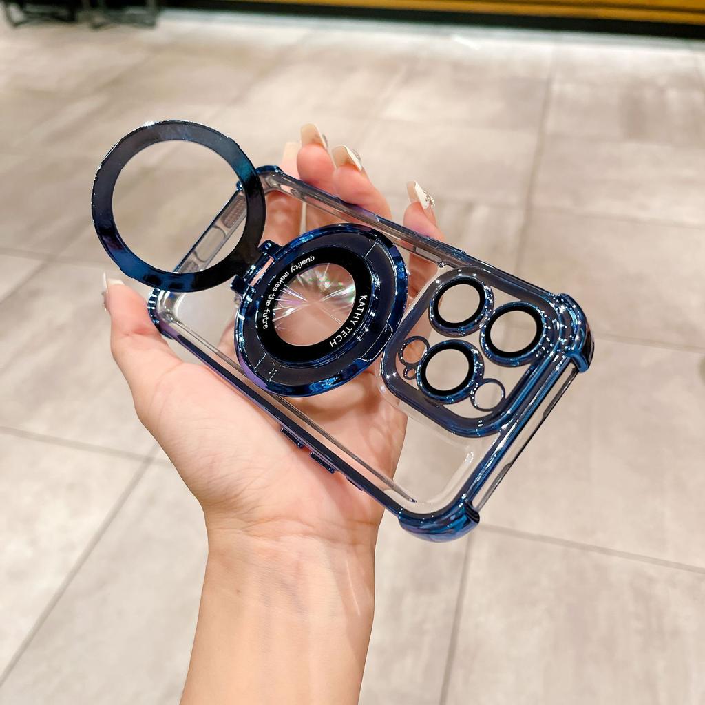 Space case Magnetic suction bracket is suitable for iPhone17 mobile phone case electroplating four corners anti-drop Apple 16 all-inclusive protective
