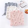 Japanese Kimono Spring and Autumn Ladies Cotton Crepe Cloth Nightgown Pajamas Bathrobe Household Clothes Spring and Summer Robe