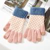 New Winter Warm Knitted Gloves Women's Checkerboard Plaid Plaid Color Matching Wool Gloves