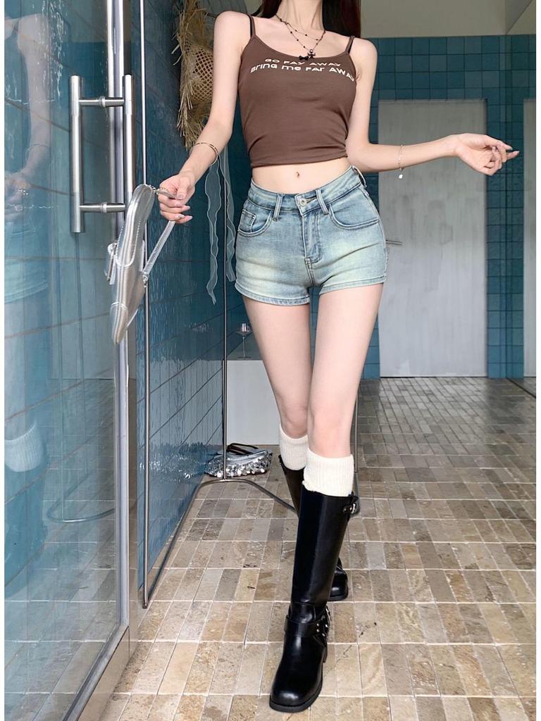 Spicy American Girl High-Waist Denim Shorts – Women's Summer Fashion, Butt-Hugging, Versatile Hot Pants