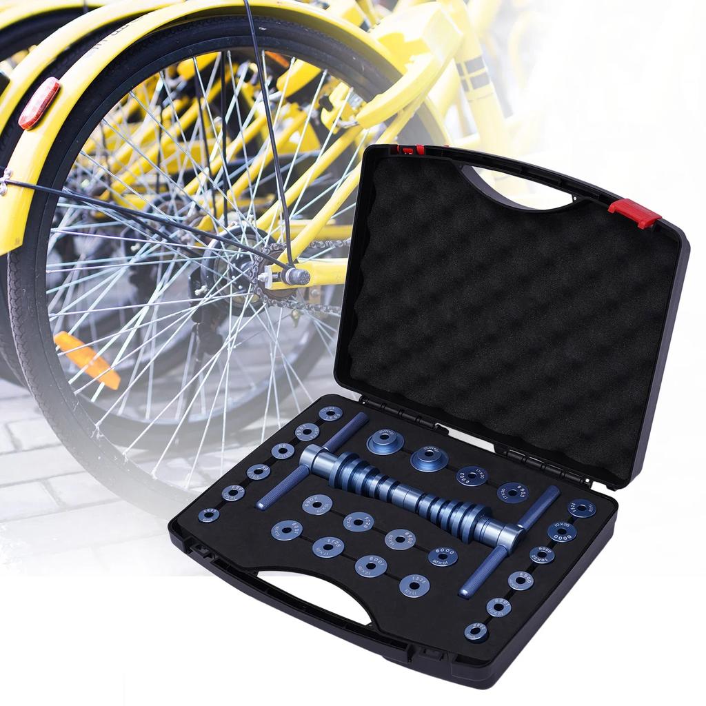 Bicycle Bearing Installation Tool Bottom Bracket Bicycle Hub and BB Axis Installer Tool Set Bearing Press Tool with Storage Box
