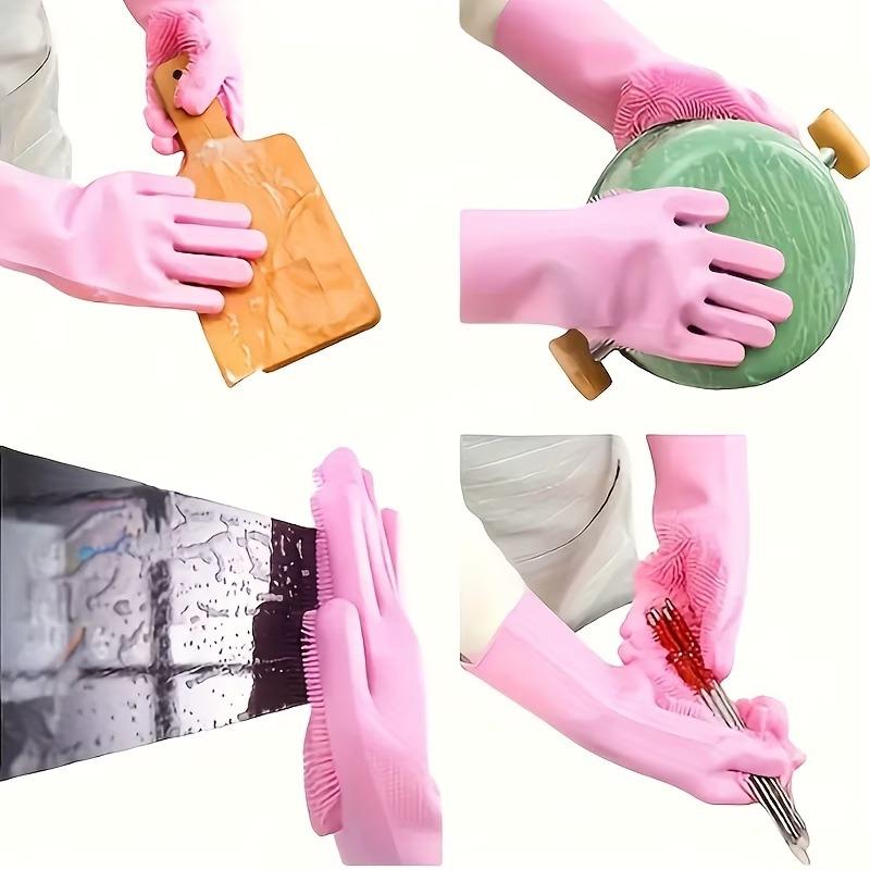 Reusable Silicone Dishwashing Gloves with Scrubby Bristles Durable Hygienic and Slip Proof for Kitchen Bath and Patio Use