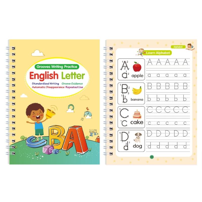 4 Stück Magisches gerilltes Schreibübungsheft Kalligrafie-Übungsbuch Für Vorschulkinder Schreibfähigkeiten Üben