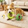 Soft Fabric Doll with Rubber Ring Squeaky Dog Chew Toy, Stuffed Puppy, Macaron Color Pet Play Toys Interactive Fetch Tug Toy for Aggressive