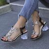 New Elastic Band Rhinestone Flower Sandals Women's Large Size Crystal High Heel Foot Cover Sexy Sandals