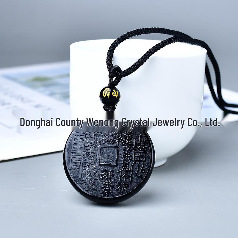 Natural Obsidian Mountain Ghost Pendant Keychain Charm Stone Jewelry
