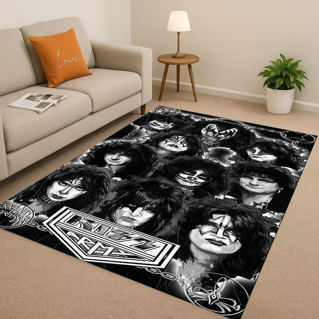 HD Kiss Rock Heavy Metal Band Gene Simmons Wohnzimmer Rutschfester Teppich für Schlafzimmer Spielzimmer Sofa, Heimdekoration Fußmatte