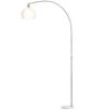 Floor Lamp, Curved Head, Foot Switch, Marble Base, Plastic Shade, White
