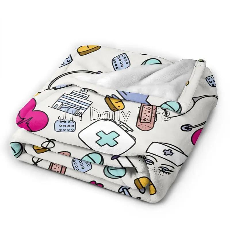 Custom Doctor Nurse Medical Flannel Fleece Blanket for Bed Sofa Soft Warm Lightweight Cozy Plush Throw Blankets for Home Nursery