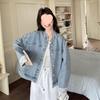 Women's Lace Patchwork Denim Jacket: Spring/Autumn 2025, Trendy Korean Style, Casual and Stylish.