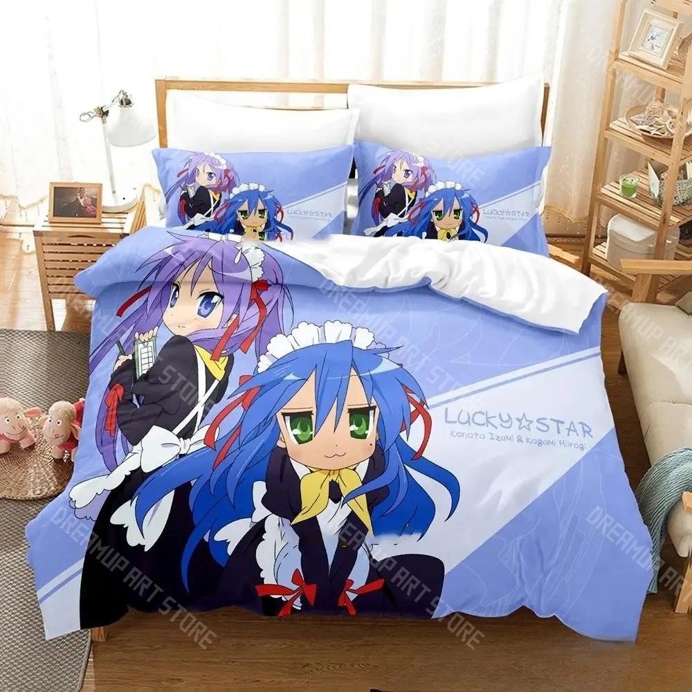 3D Printed Lucky Star Konata Izumi Bedding Set for Boys Girls Duvet Cover Pillowcase Twin Queen King Full Single Double Sizes