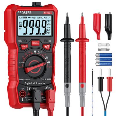 Proster Digital Multimeter, 6000 Counts, AC/DC Current, AC/DC Voltage, NCV, True RMS, Resistance, Diode, Continuity, Capacitance, Frequency, Temperatu