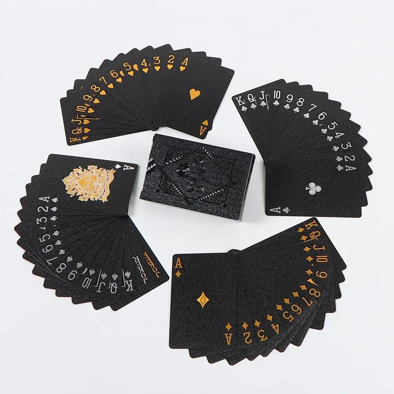 Party Favors Black Gold Playing Card Game Card Group Waterproof Poker Suit Magic Dmagic Package Board Game Gift Collection