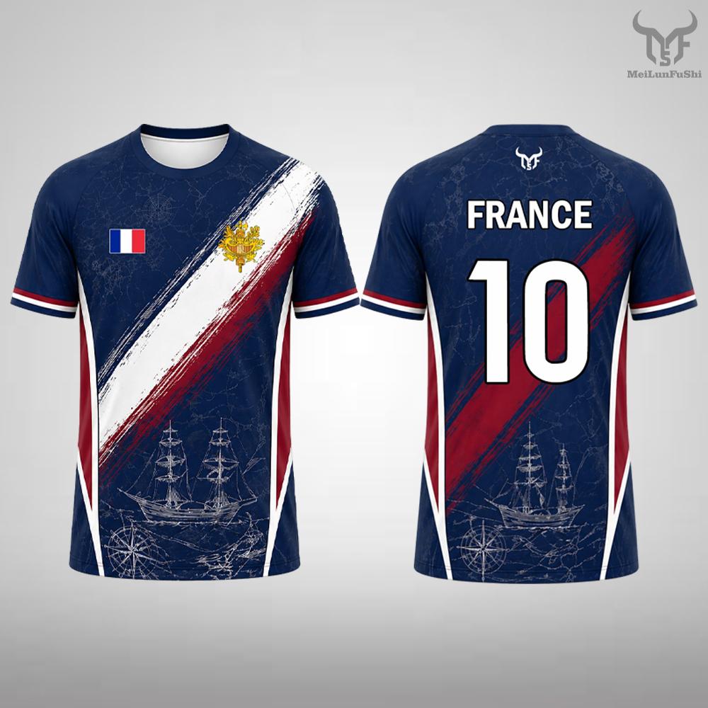 France Flag Printed T-shirt Summer Men Quick Dry Soccer Jersey Unisex Streetwear Casual Sports Short Sleeve Tee Fans Gift