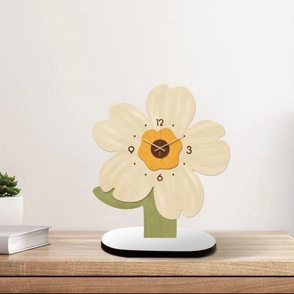 High-end Floral Tabletop Clock Cute Cartoon Mute Clock Modern Flower Display Clock  Bedroom