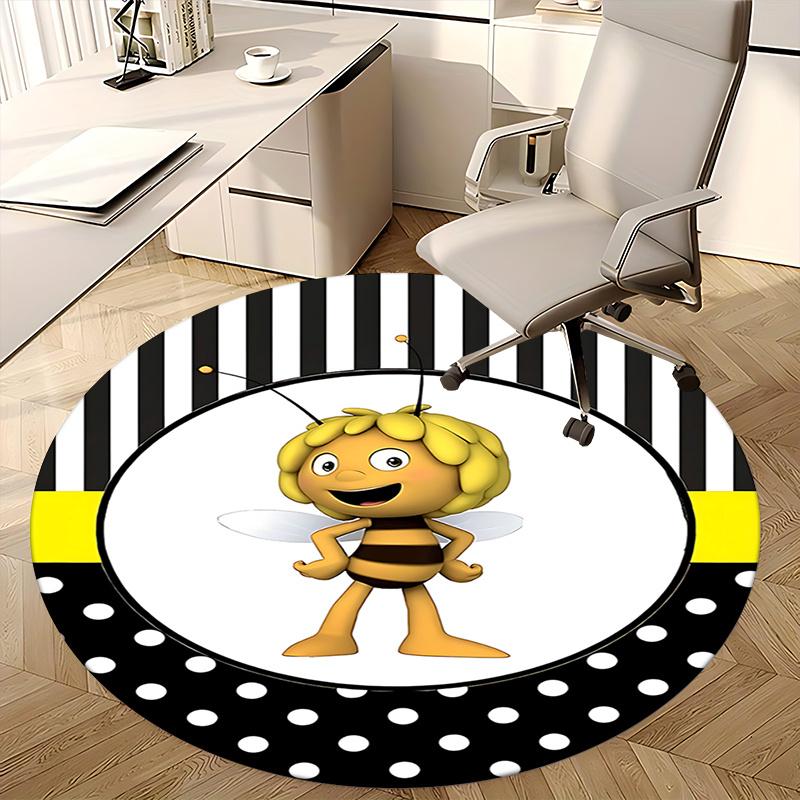 Bee Themed Chair Mat Round Carpet for Home Decor, Office Use, and Gifts0392b