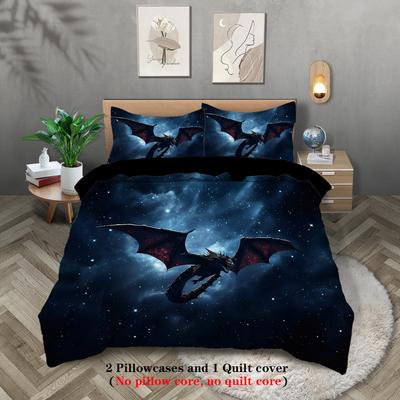 Dragon 3D Digital Printing Polyester Three-Piece Quilt Cover Quilt Cover Pillowcase