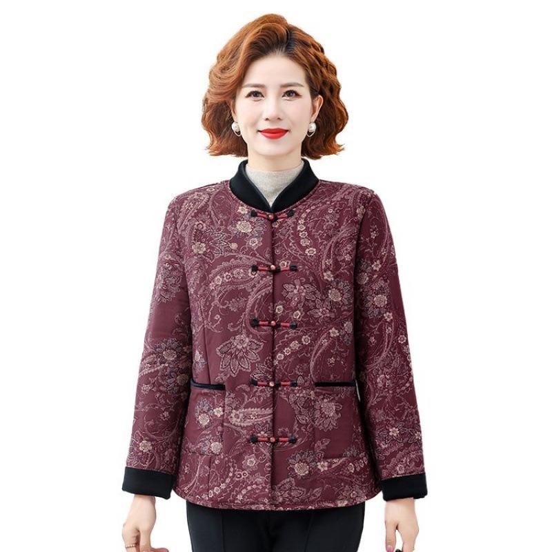 Winter camel wool cotton-padded jacket women's disc-buckled cotton-padded jacket piled and thickened short cotton-padded jacket